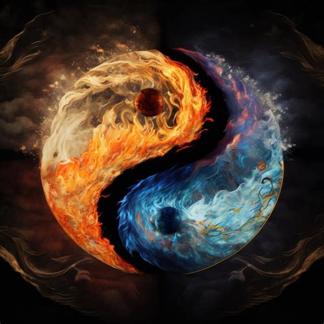 Premium AI Image A Blue And Orange Yin Yang Symbol With A Black And