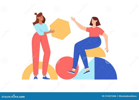 Teamwork Geometric Shapes Stock Vector Illustration Of Business