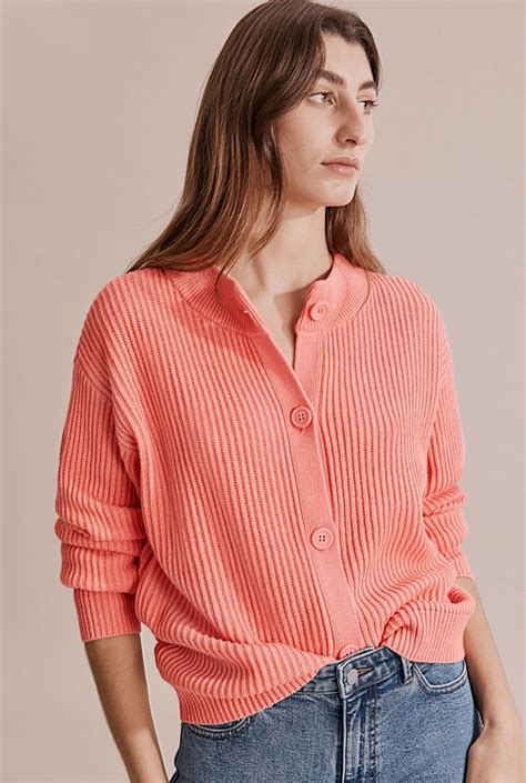 Burnt Coral Button Down Cardigan Natural Fibres Country Road