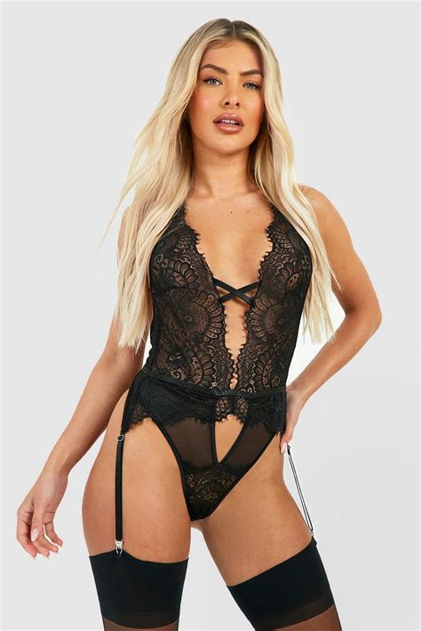 Lace Plunge Bodysuit Boohoo