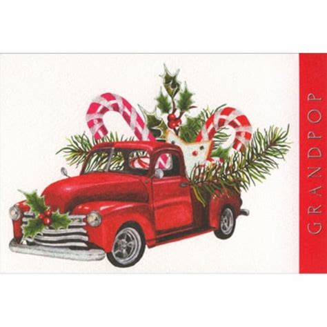 Pictura Red Pickup Truck Candy Canes Cookie And Holly Grandpop