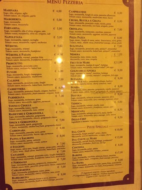 Menu Da Trattoria Pizzeria Cavour Cagliari