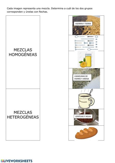 Ejercicio De Mezclas Homogéneas Y Heterogéneas Chemistry Periodic