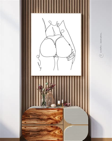 Self Love Feminist Line Art Nude Butt Poster Represents The Beauty Of Female Body An Aestetic