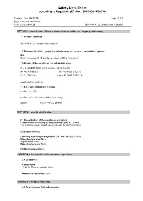 Pdf Safety Data Sheet Iso Elektra Safety Data