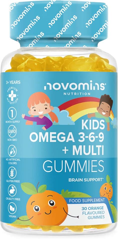 Kids Omega 3 6 9 Gummies Kids Multivitamin E And D Vegan 1 Month