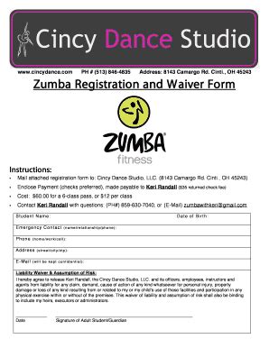 Zumba Waiver Form Template Fill Online Printable Fillable Blank