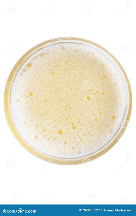 Beer Bubbles In Glass Of Light Beer Top View Isolated On White Stock Image Image Of Foam