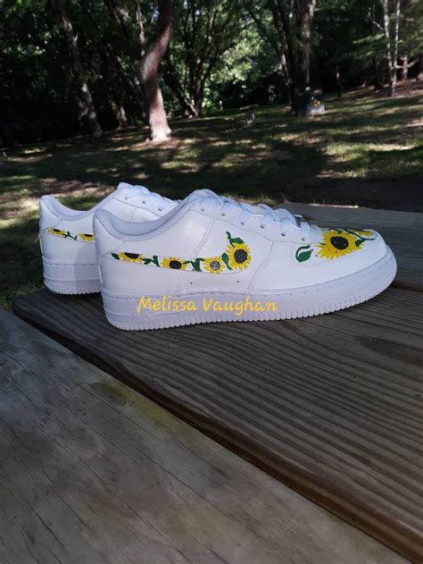 Custom Hand Painted Sunflowers Air Force S Sneakers Etsy