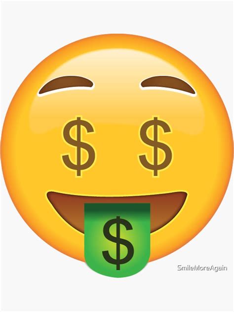 "Millionaire Dollar Face Emoji Art by SmileMoreAgain" Sticker for Sale ...