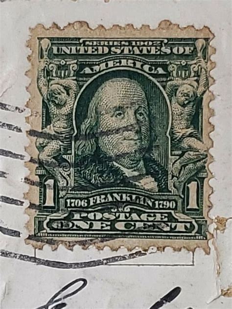 1 Cent Ben Franklin Stamp