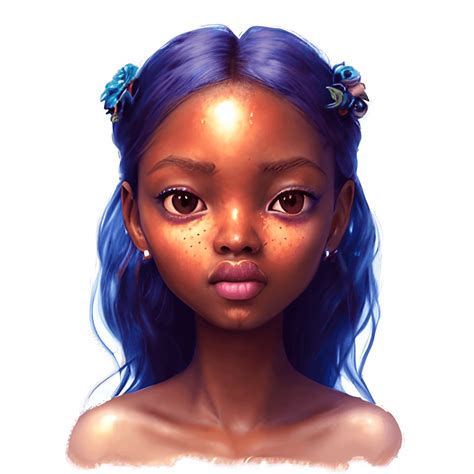 Stunning Rendering Elegant Melanin Woman Blue Rose Realistic 8K