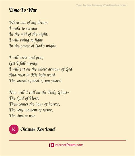 Time To War Poem By Christian Ken Israel