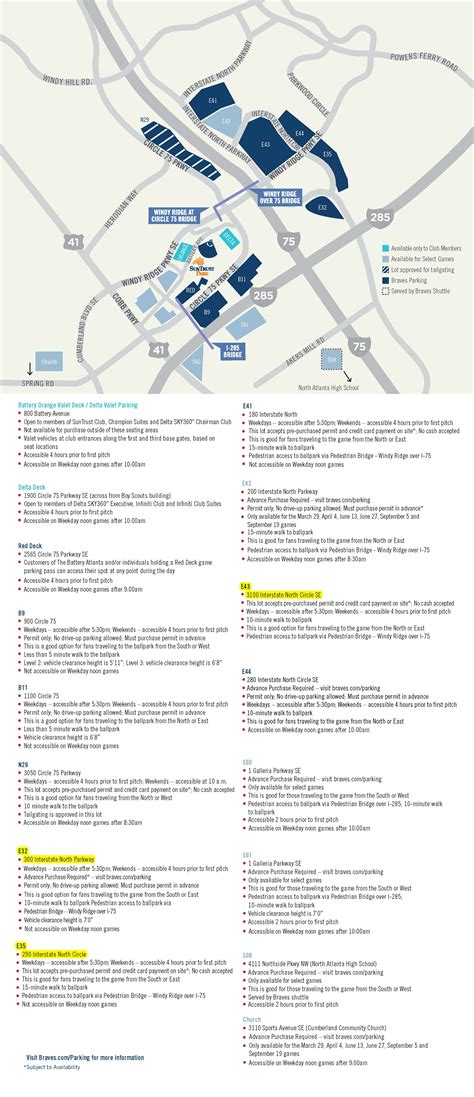 Braves Parking Lot Map