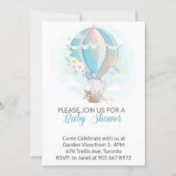 Elephant In Hot Air Balloon Baby Shower Invitation Zazzle