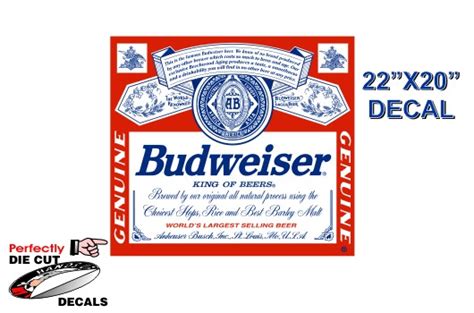 Huge Budweiser Label Decal Sticker 22x20 Great For Beer Fridge Or Toolbox