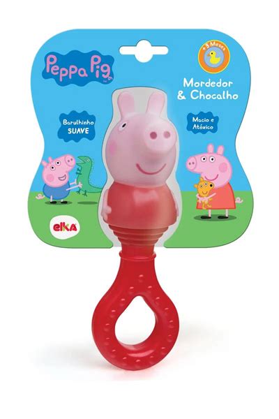 Mordedor E Chocalho Peppa Pig Elka Button Shop