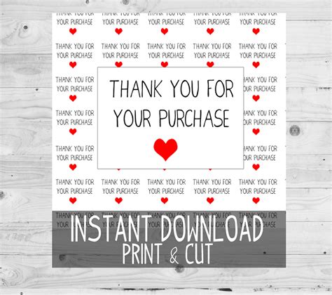 PRINTABLE Thank You For Your Purchase Rectangle Stickers Cut Yourself