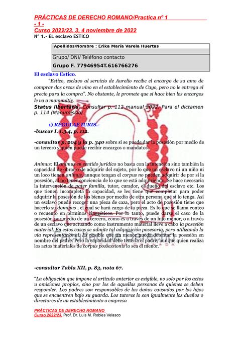 Esclavo Estico Text Pr Cticas De Derecho Romano Practica