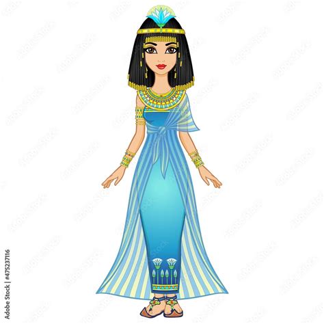 Animation Portrait Egyptian Girl In Ancient Clothes With A Papyrus