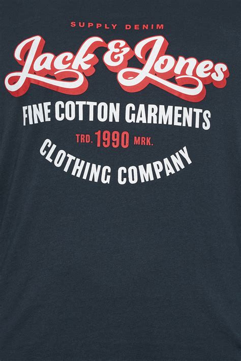 JACK JONES Big Tall Big Tall Navy Blue Printed Long Sleeve T