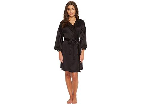 Lauren Ralph Lauren Satin Wrap Robe Black Womens Robe Luxurious Night Time Style Comes Easy