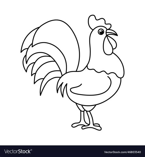 Cute Rooster Cartoon Coloring Page Royalty Free Vector Image