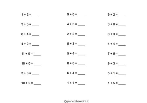 Esercizi Di Matematica Addizioni Per Scuola Elementare Da Stampare