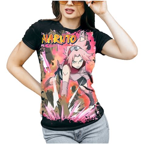 Camiseta Feminina Sakura Naruto Camisa Adulto Infantil Animes Shopee