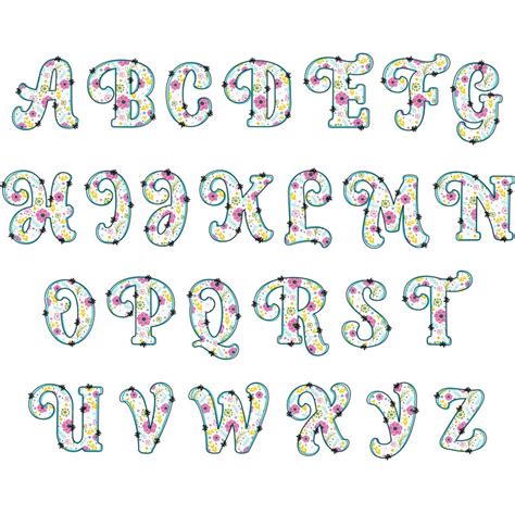 Spring Floral Alphabet Png Doodle Alpha Png Doodle Flowers Etsy