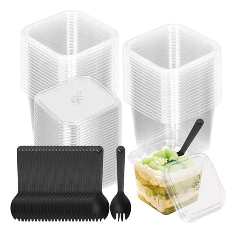 Cmkura Paquete De 50 Vasos Cuadrados De Plástico Para Postre Meses