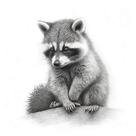 Premium AI Image | Pencil sketch cute racoon animal draw picture AI ...