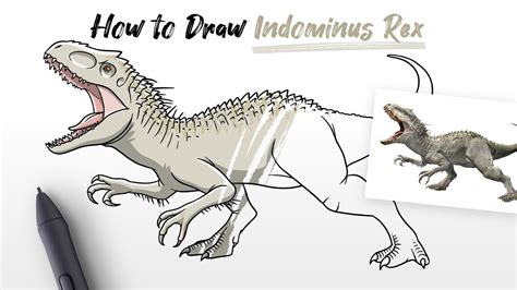 How To Draw Indominus Rex Dinosaur From Jurassic World Movie Easy Step By Step Youtube