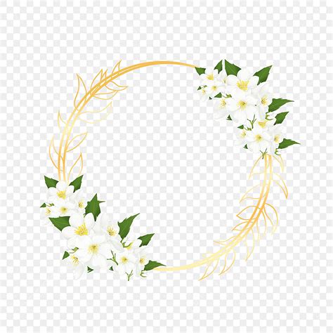 Floral Round Border PNG Image Round Lily Floral Wedding Gold Border