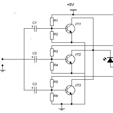 Circuit for transmitting audio signal based on transistors BC337 ...