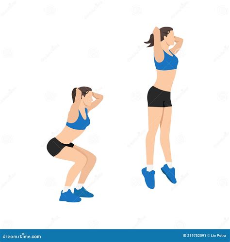 Jump Squats Squat Sport Exersice Silhouettes Of Woman Doing Exercise