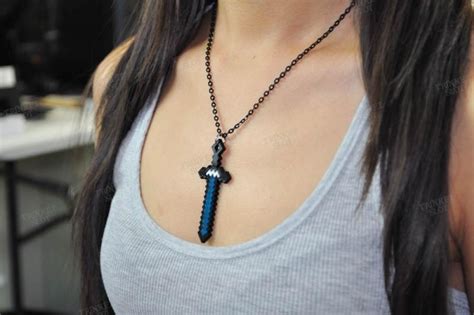 8-Bit Diamond Sword Necklace - Trinket Slot