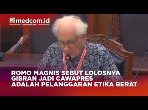 Romo Magnis Sebut Lolosnya Gibran Jadi Cawapres Adalah Pelanggaran