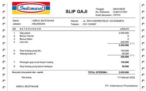 Contoh Slip Gaji Karyawan Indomaret Contoh Surat The Best Porn Website