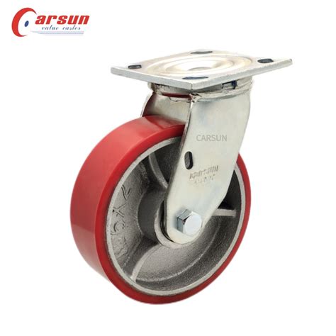 China 6 Inch Iron Core PU Caster Wheel Industrial Swivel Caster Wheels