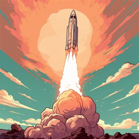 Premium Ai Image There Is A Cartoon Style Picture Of A Rocket Taking