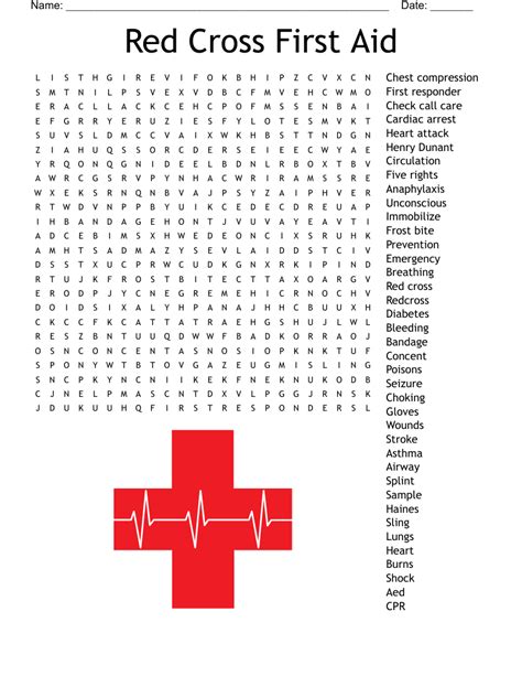 Red Cross First Aid Word Search Answers - Word Search Printable