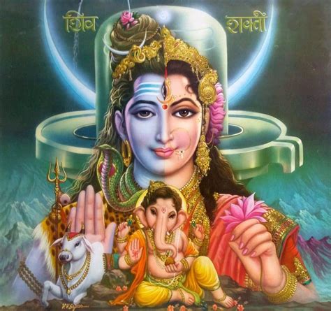 Shiv Shakti Ganesh Artist V V Sapan Via Ebay Oldbollywoodposters Shiva Hindu Shiva Art