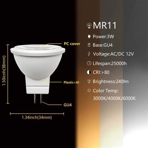 16ชิ้นประหยัดพลังงานหลอดไฟ Led Mr11 Gu4 12โวลต์3วัตต์ซังมินิสปอตไลลูเมน