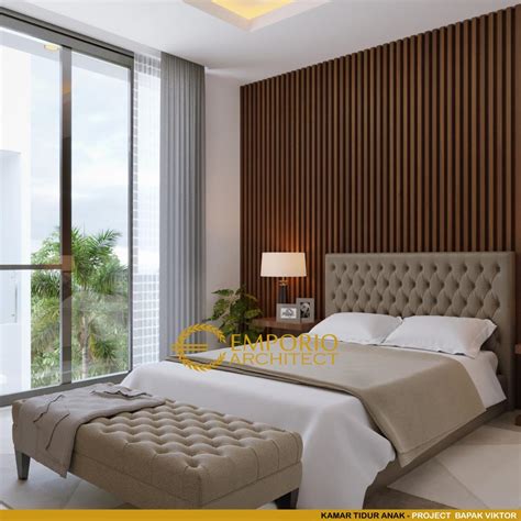 Kamar Tidur Modern Dengan Panel Dinding Kayu Dan Lantai 47 Off