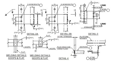 Welding Details Hoops And Flat Has Given In This 2D Autocad DWG Drawing