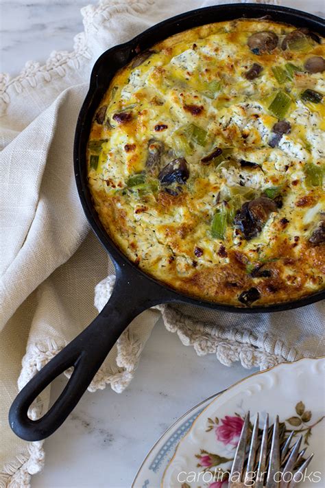 Mushroom Leek And Goat Cheese Frittata Carolina Girl Cooks