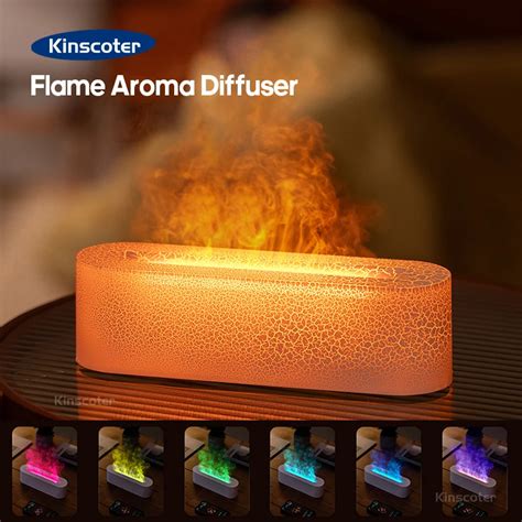 Kinscoter Rgb Flame Aroma Diffuser Air Humidifier Ultrasonic Cool Mist