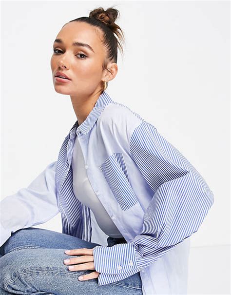 Na Kd Oversized Striped Shirt In Blue Asos