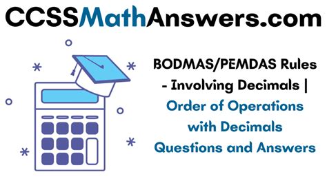 BODMAS/PEMDAS Rules – Involving Decimals | Order of Operations with Decimals Questions and ...